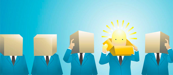 3 Cartoon figures with a box over their heads.